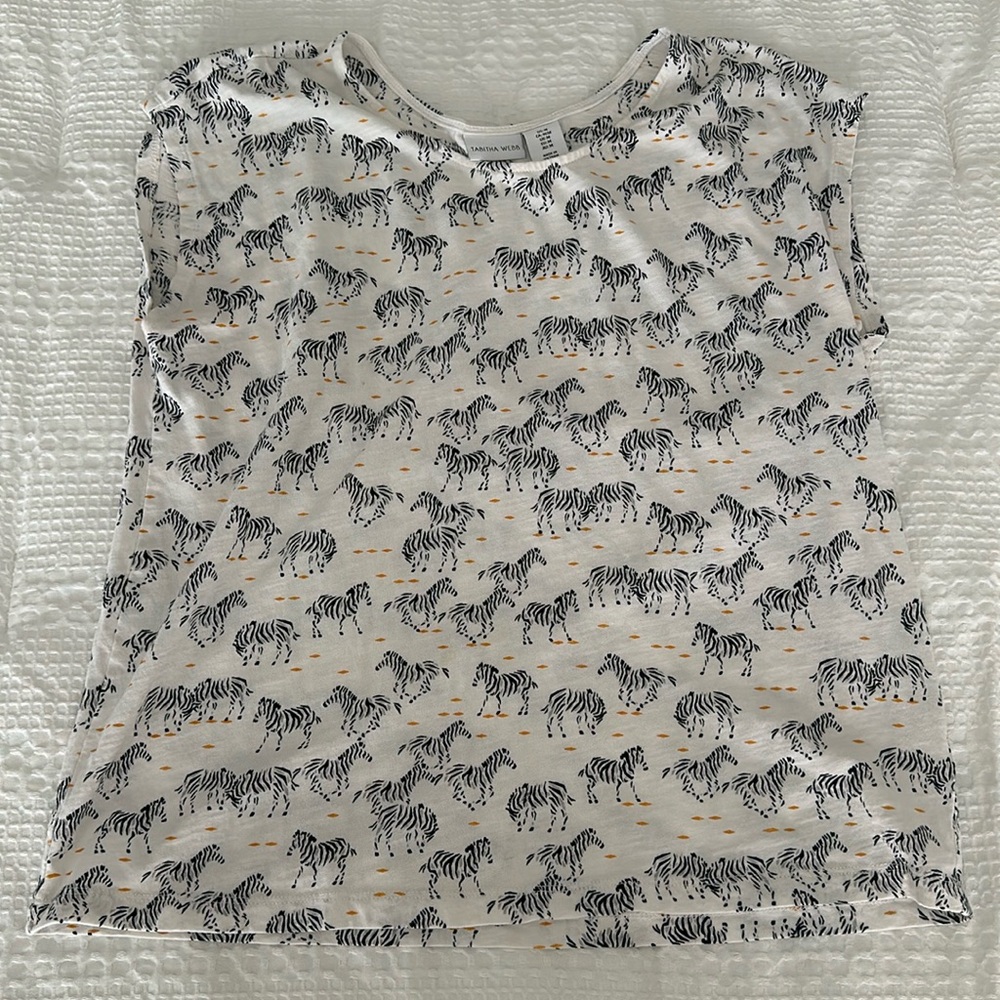 TABITHA WEBB Zebra Print Cap Sleeve Cotton Too Women’s Medium